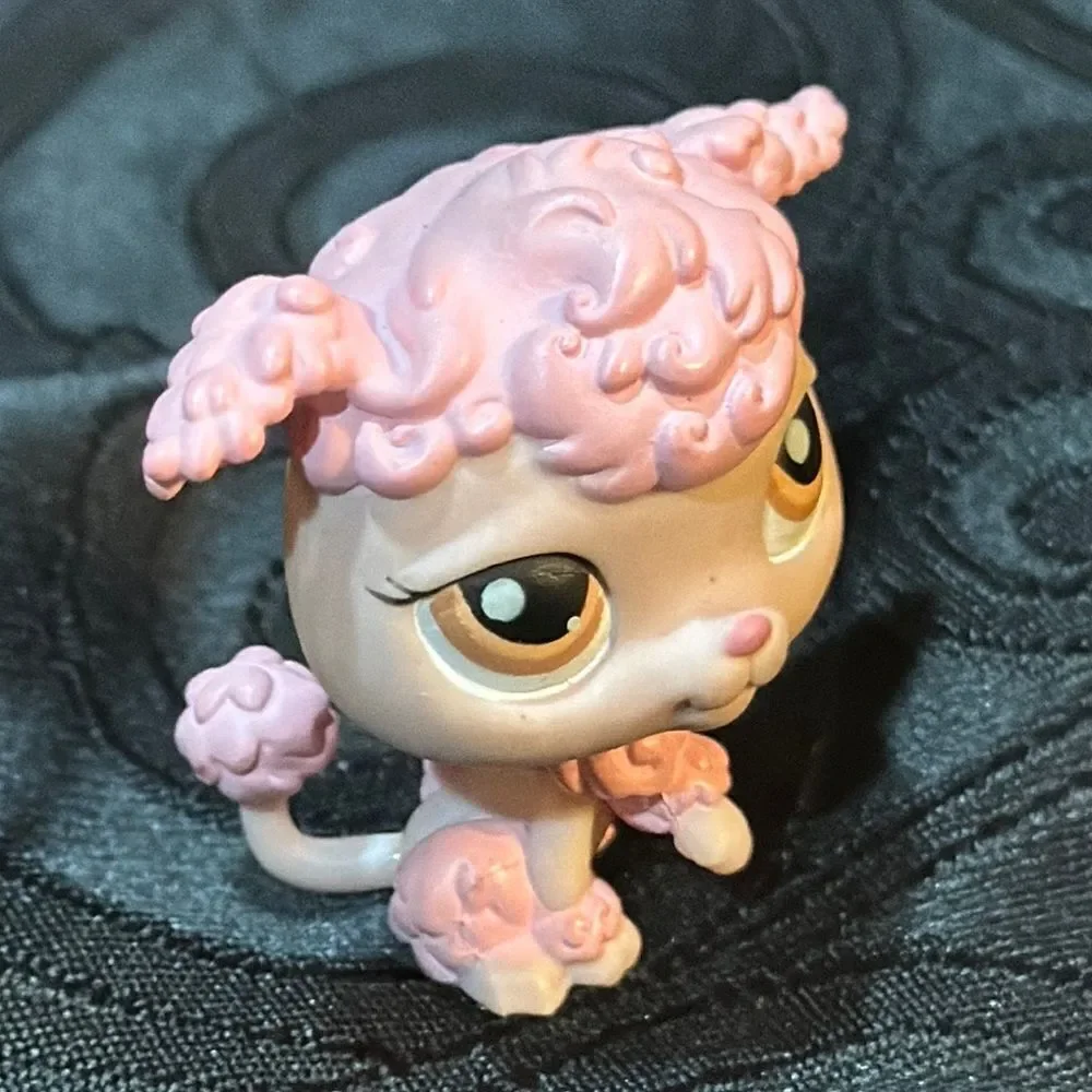 Littlest Pet Shop LPS #402 Pink French Poodle Puppy Dog with Brown Dot Eyes